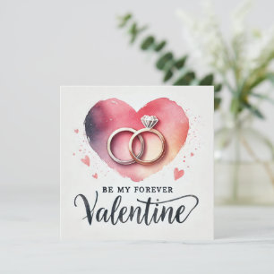 Watercolor Heart with Rings – Forever Valentine Holiday Card
