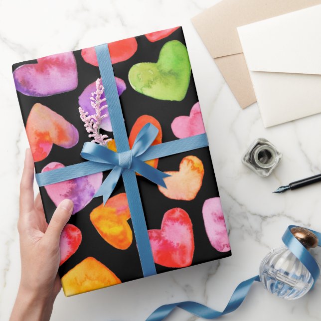  Watercolor Heart  Wrapping Paper (Gifting)