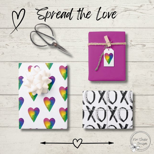 Watercolor Hearts and XOXO Wrapping Paper Sheet (Creator Uploaded)