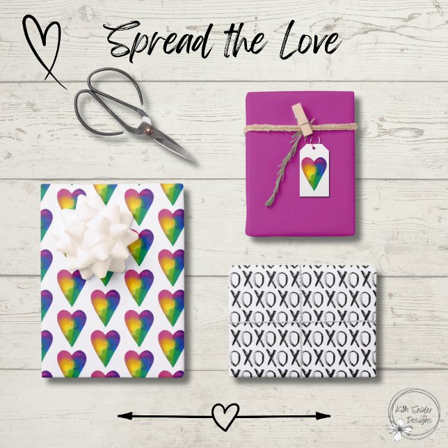 Watercolor Hearts and XOXO Wrapping Paper Sheets (Creator Uploaded)