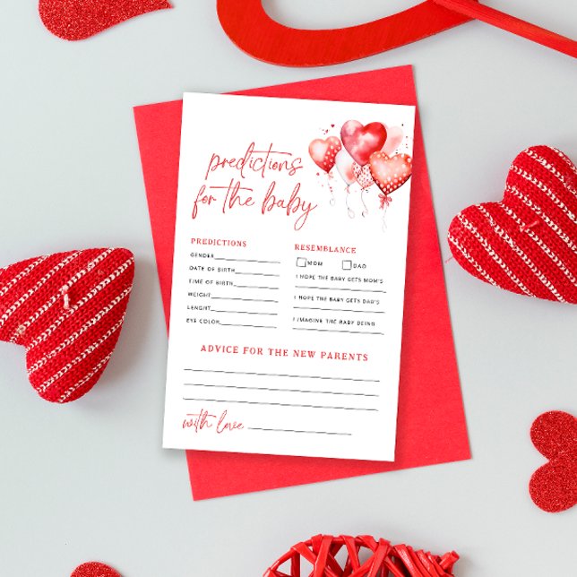 Watercolor Hearts Baby Predictions and Advice Card (Creator Uploaded)