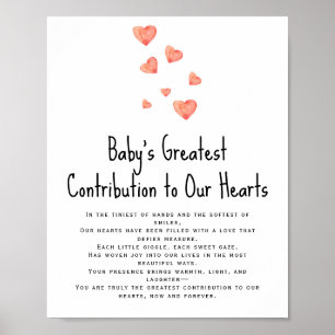 Watercolor Hearts Baby’s Contribution Poster