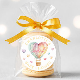 Watercolor Hearts Baby Shower Favour Sticker
