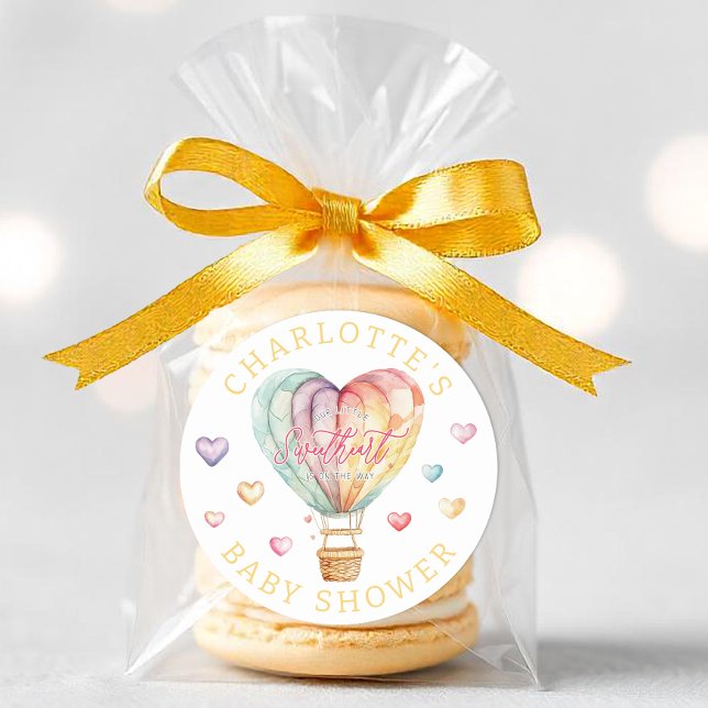 Watercolor Hearts Baby Shower Favour Sticker (Thank You Baby Shower Sticker)