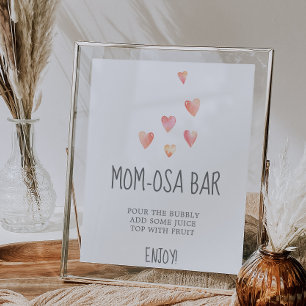 Watercolor Hearts Baby Shower Mum-osa Bar Sign