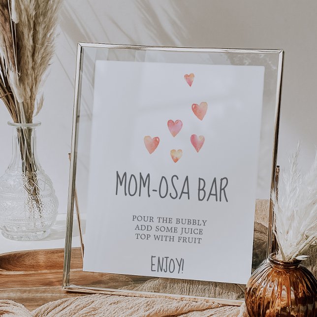 Watercolor Hearts Baby Shower Mum-osa Bar Sign (Creator Uploaded)
