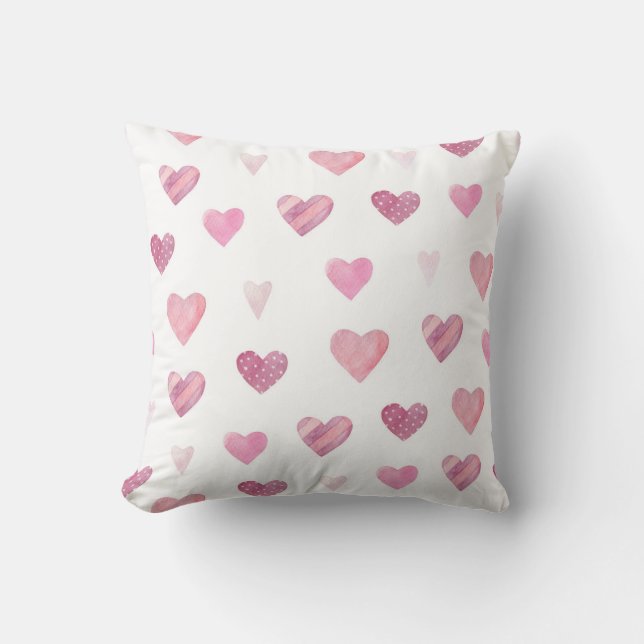 Watercolor Hearts Bliss Cushion (Front)