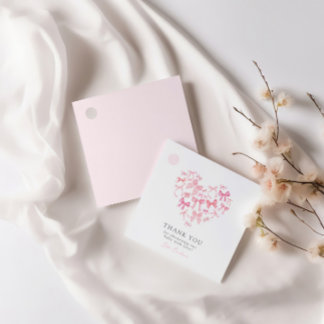 Watercolor Hearts Bow Baby Shower Thank You Favour Tags