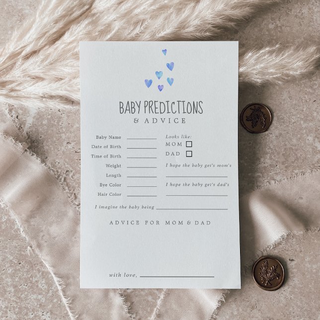Watercolor Hearts Boy Baby Predictions & Advice Card (Creator Uploaded)