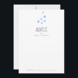 Watercolor Hearts Boy Baby Shower Advice Card<br><div class="desc">This watercolor hearts boy baby shower advice card is perfect for a simple baby shower and can be used for any event. The sweet design features cute watercolor pastel hearts with hues of dark blue, bright blue, light blue and teal. These advice cards can be used as a guestbook alternative...</div>