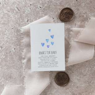 Watercolor Hearts Boy Baby Shower Books for Baby Enclosure Card