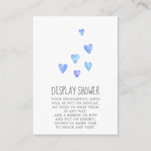 Watercolor Hearts Boy Baby Shower Display Shower Enclosure Card