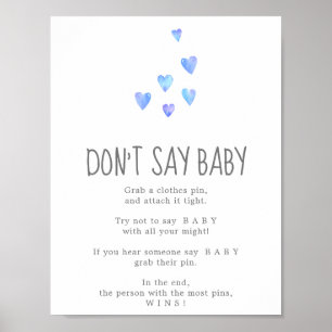 Watercolor Hearts Boy Don't Say Baby Game Sign