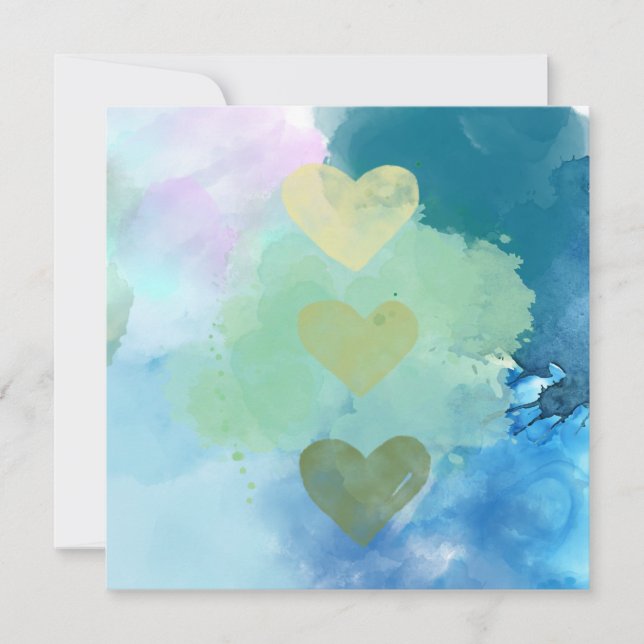 Watercolor Hearts Card (Front)