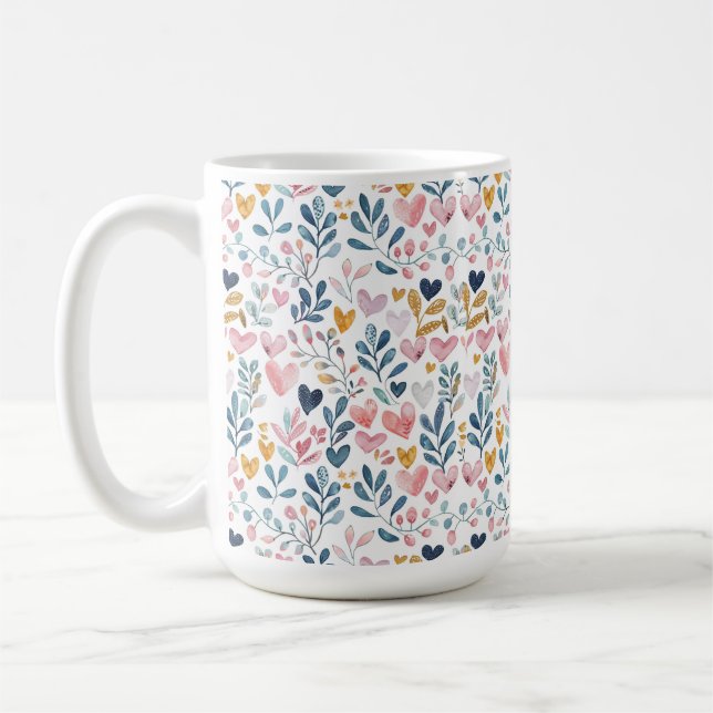 Watercolor hearts coffee mug (Left)