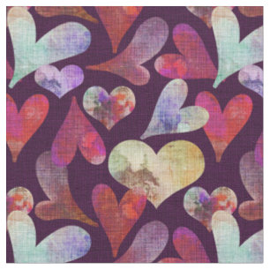 Watercolor Hearts Combed Cotton (56" width) Fabric