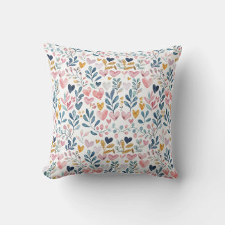 Watercolor hearts cushion