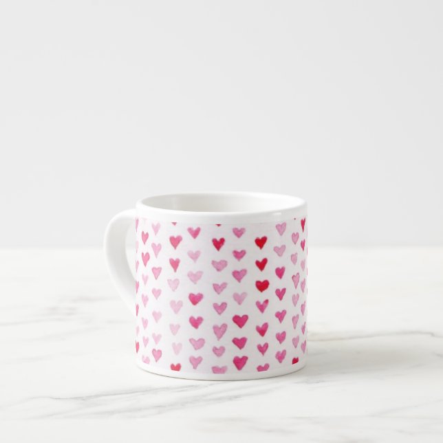 Watercolor Hearts Espresso Cup (Front Left)