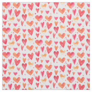 Watercolor HEARTS Fabric