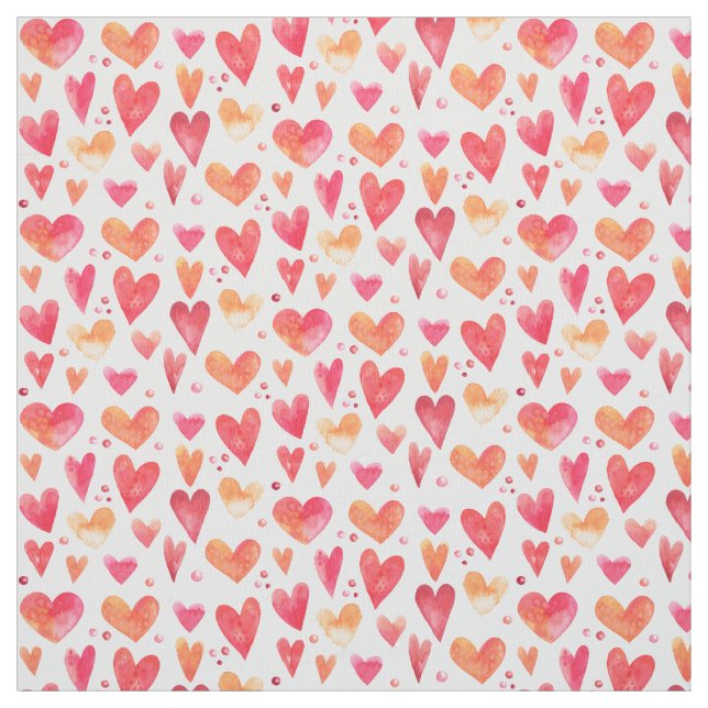 Watercolor HEARTS Fabric (Swatch)