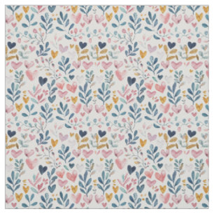 Watercolor hearts fabric