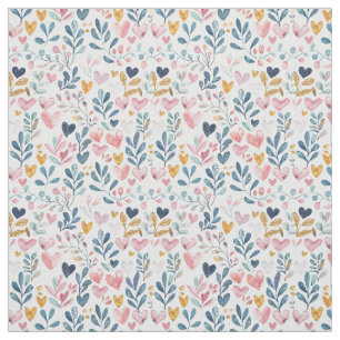 Watercolor hearts fabric
