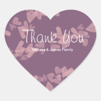 Watercolor Hearts Floating Pink Mauve Thank You