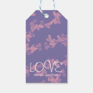 Watercolor Hearts Floating Pink Purple Love Gift Tags