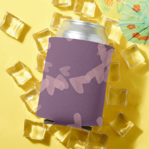 Watercolor Hearts Floating Stamps Pink Mauve  Can Cooler