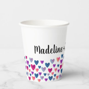 Watercolor Hearts Forever Paper Cup