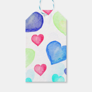 Watercolor Hearts Gift Tags