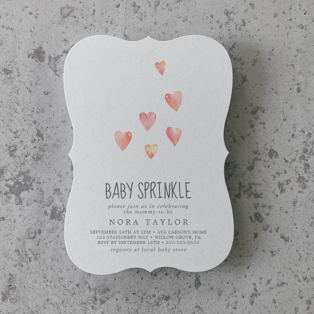 Watercolor Hearts Girl Baby Sprinkle Invitation (Creator Uploaded)
