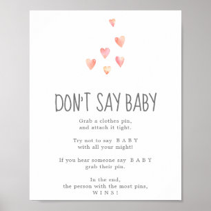 Watercolor Hearts Girl Don't Say Baby Game Sign