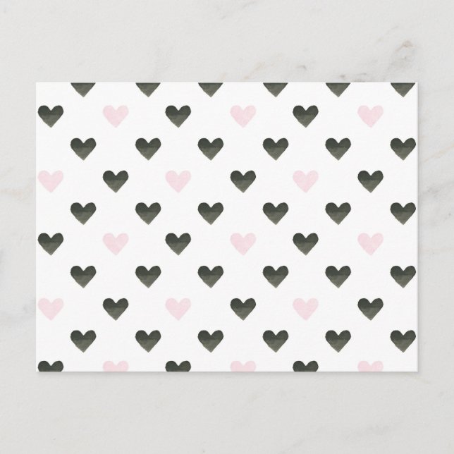 Watercolor Hearts | Girl Power Pattern I Postcard (Front)