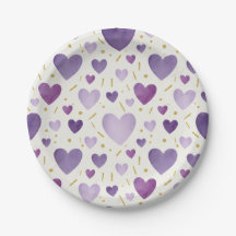 Watercolor Hearts & Gold Sprinkles Whimsical