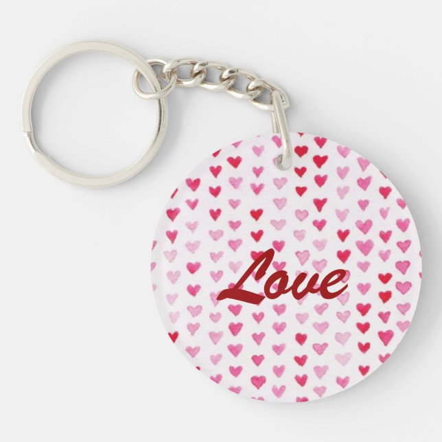 Watercolor Hearts Key Ring (Front)