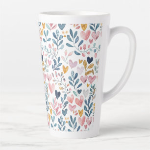 Watercolor hearts latte mug