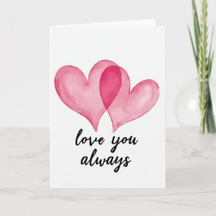 Watercolor Hearts Love You Card