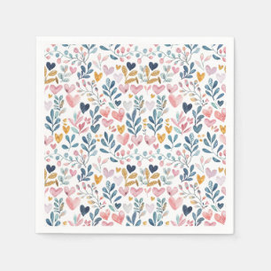 Watercolor hearts napkin