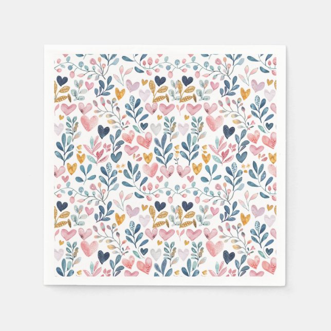 Watercolor hearts napkin (Front)