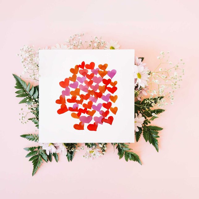 Watercolor hearts - orange Valentine's Day Card (Creator Uploaded)