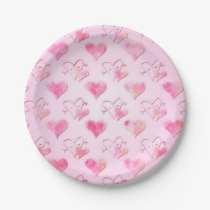 Watercolor Hearts Paper Plates