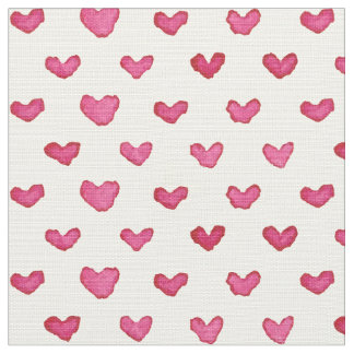 Watercolor Hearts Pattern Fabric