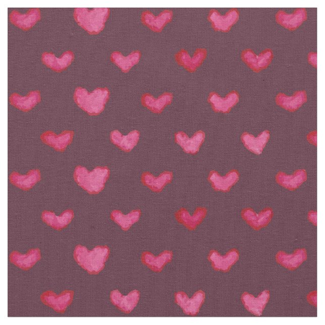 Watercolor Hearts Pattern Fabric (Close Up)
