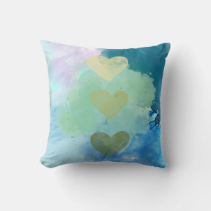 Watercolor Hearts Pillow