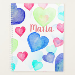 Watercolor Hearts Planner