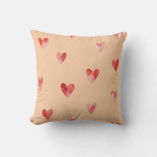 Watercolor Hearts Seamless Pattern Cushion