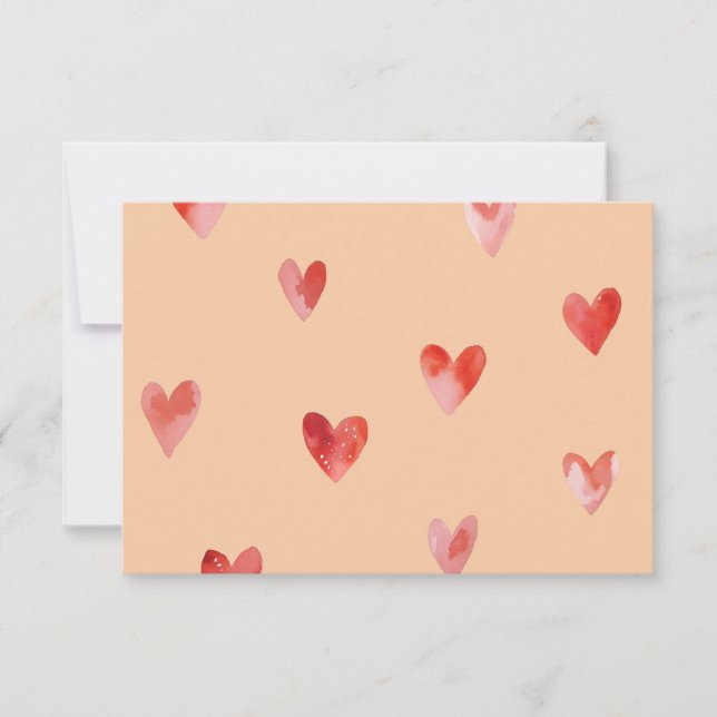 Watercolor Hearts Seamless Pattern Thank You Card (Front)