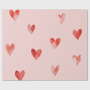 Watercolor Hearts Seamless Pattern Wrapping Paper