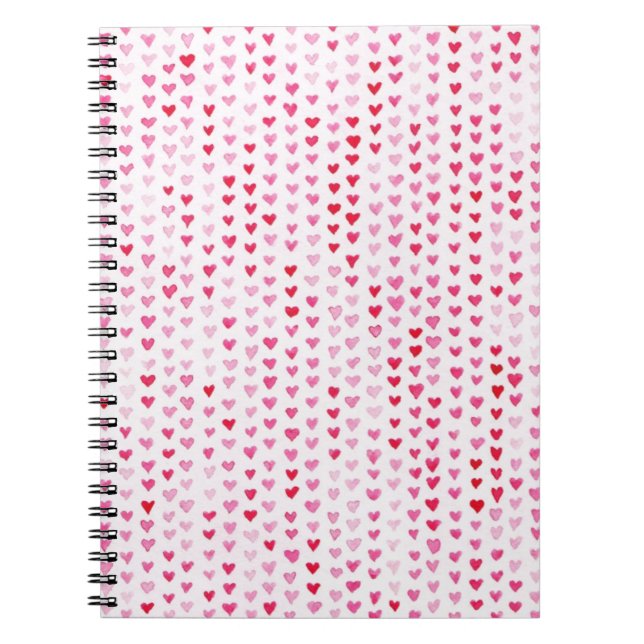 Watercolor Hearts Spiral Notebook (Front)
